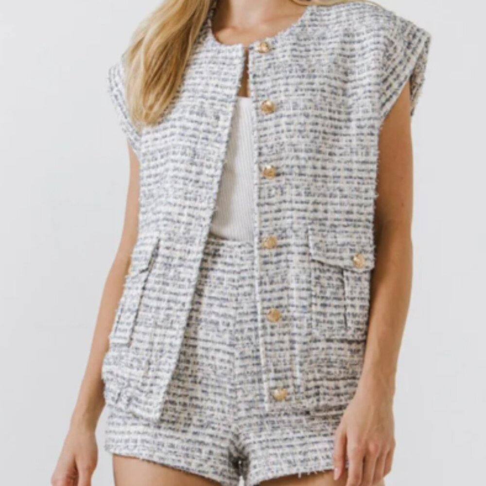 Endless Rose Tweed Oversized Vest - NWT